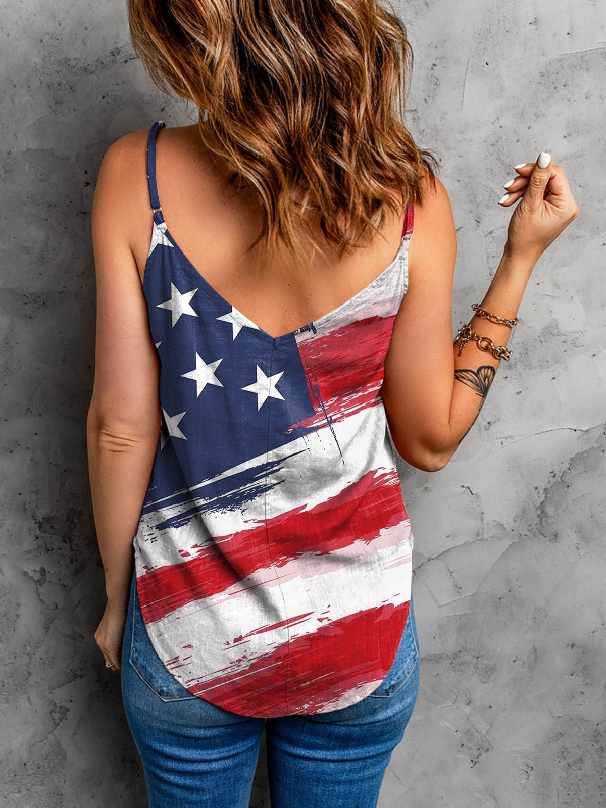 Women's Tank Tops Star Stripe Print Sling V-Neck Button Tank Top - Tank Tops - Instastyled | Online Fashion Free Shipping Clothing, Dresses, Tops, Shoes - 20-30 - 23/06/2022 - color-blue