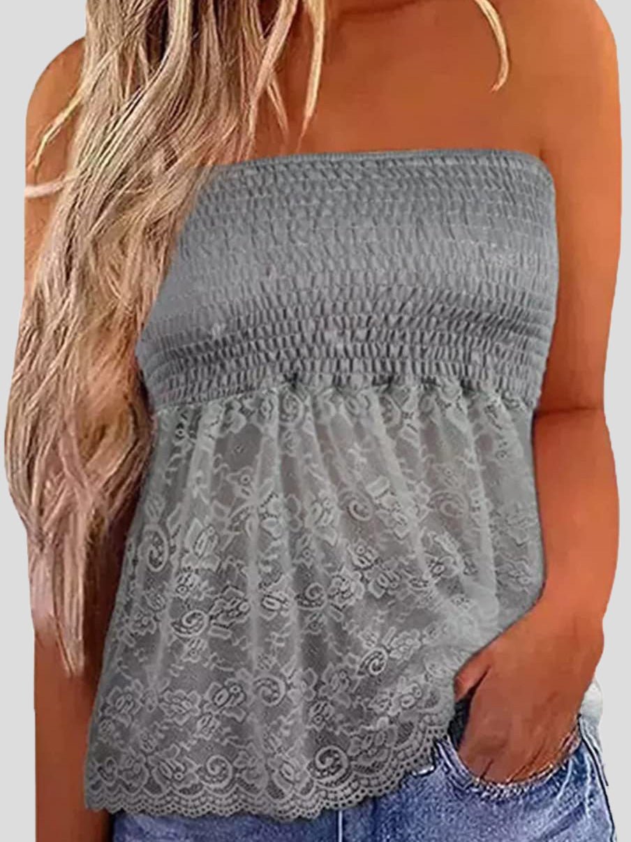 Women's Tank Tops Tube Top Lace Panel Sleeveless Tank Top - Tank Tops - Instastyled | Online Fashion Free Shipping Clothing, Dresses, Tops, Shoes - 20-30 - 27/06/2022 - color-black