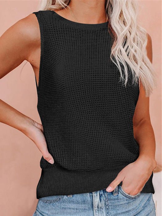 Women's Tank Tops Waffle Deep V-Neck Bare Back Tank Top - Tank Tops - Instastyled | Online Fashion Free Shipping Clothing, Dresses, Tops, Shoes - 07/03/2022 - 20-30 - color-black