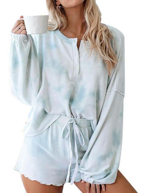 Women's Tie-dye Printed Long Sleeved Home Suit - INS | Online Fashion Free Shipping Clothing, Dresses, Tops, Shoes