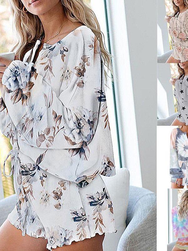 Women's Tie-dye Printed Long Sleeved Home Suit - INS | Online Fashion Free Shipping Clothing, Dresses, Tops, Shoes