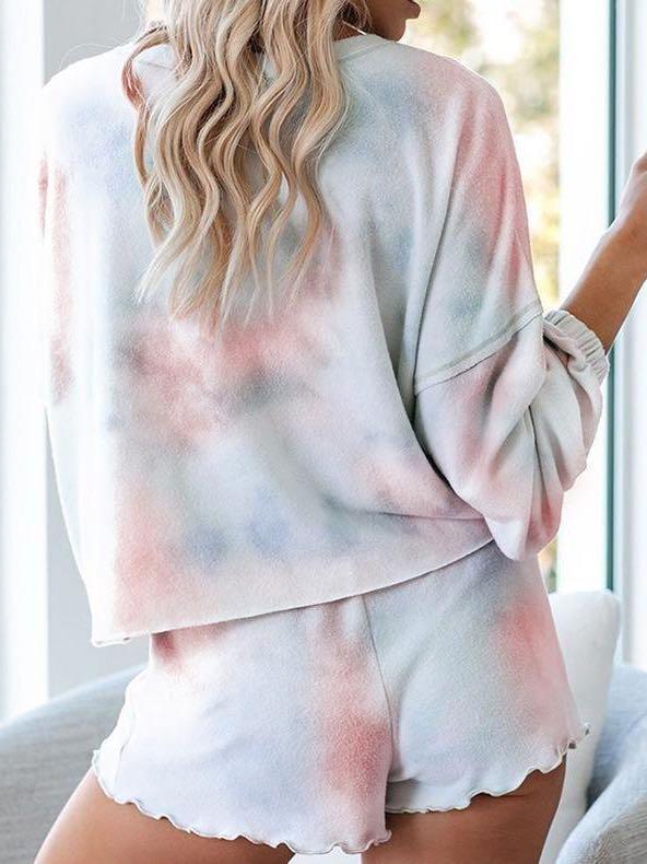 Women's Tie-dye Printed Long Sleeved Home Suit - INS | Online Fashion Free Shipping Clothing, Dresses, Tops, Shoes