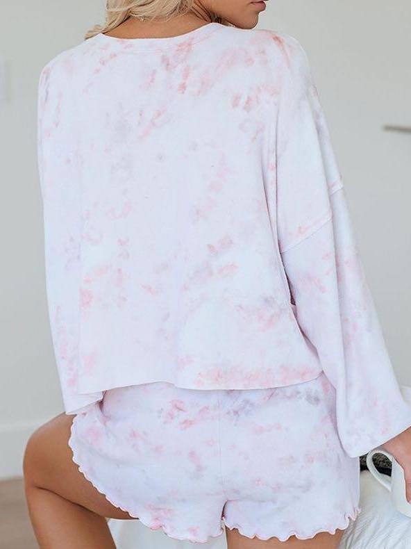 Women's Tie-dye Printed Long Sleeved Home Suit - INS | Online Fashion Free Shipping Clothing, Dresses, Tops, Shoes