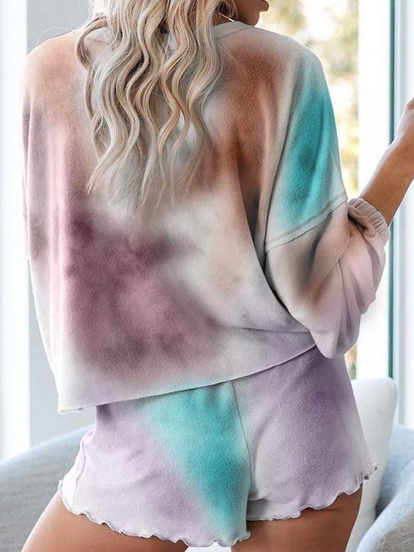 Women's Tie-dye Printed Long Sleeved Home Suit - INS | Online Fashion Free Shipping Clothing, Dresses, Tops, Shoes