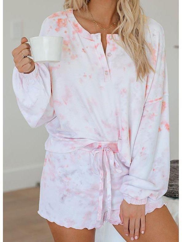 Women's Tie-dye Printed Long Sleeved Home Suit - INS | Online Fashion Free Shipping Clothing, Dresses, Tops, Shoes