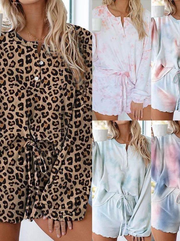 Women's Tie-dye Printed Long Sleeved Home Suit - INS | Online Fashion Free Shipping Clothing, Dresses, Tops, Shoes