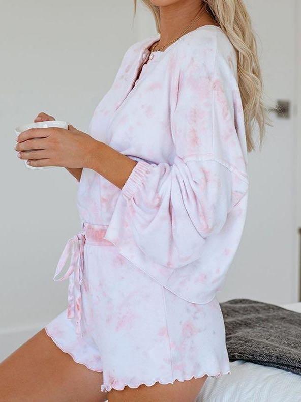 Women's Tie-dye Printed Long Sleeved Home Suit - INS | Online Fashion Free Shipping Clothing, Dresses, Tops, Shoes