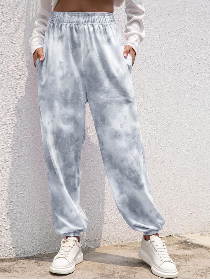 Women's Tie-Dye Relaxed Fit Jogger Sweatpant - Sport Pants - INS | Online Fashion Free Shipping Clothing, Dresses, Tops, Shoes - 14/05/2021 - 140521 - Color_Gray