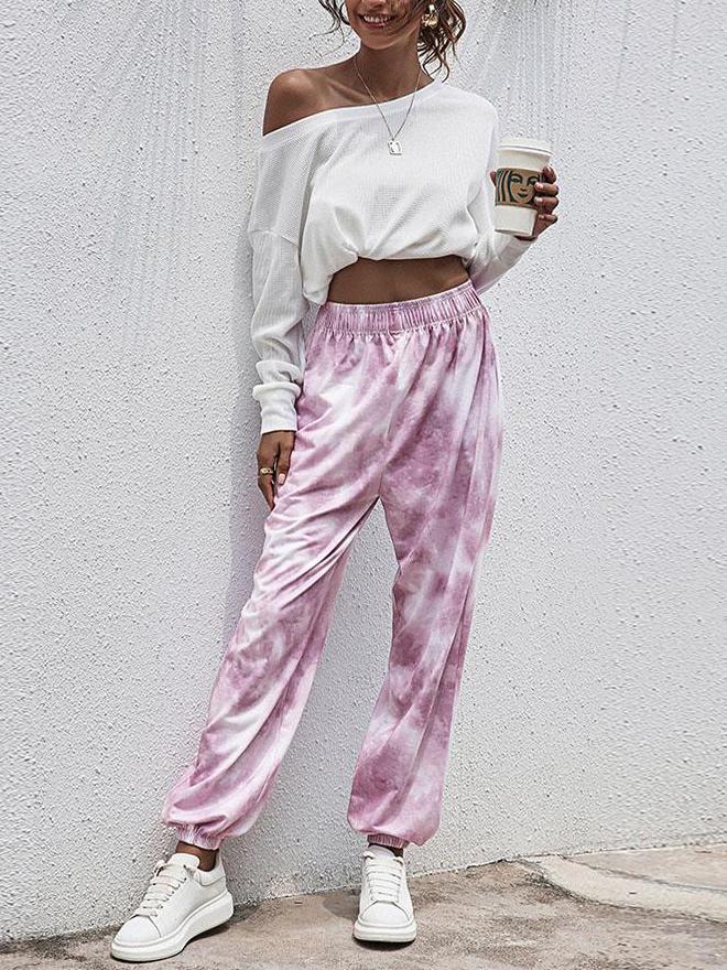 Women's Tie-Dye Relaxed Fit Jogger Sweatpant - Sport Pants - INS | Online Fashion Free Shipping Clothing, Dresses, Tops, Shoes - 14/05/2021 - 140521 - Color_Gray