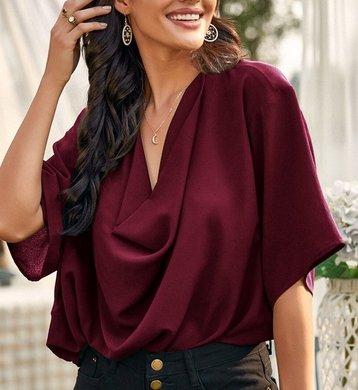 Women's V-neck Chic Shirt With Batwing Sleeves - INS | Online Fashion Free Shipping Clothing, Dresses, Tops, Shoes