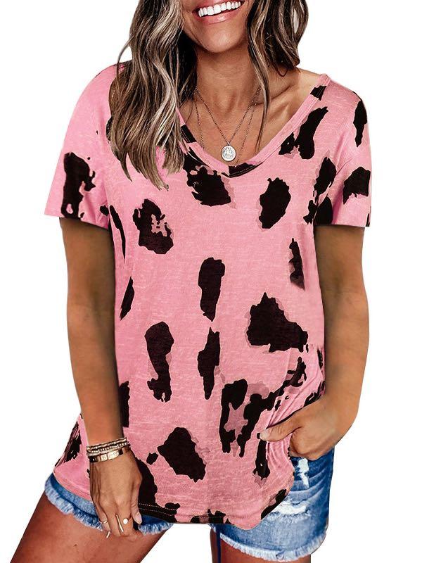 Women's V-Neck Leopard Print Loose T-Shirt - INS | Online Fashion Free Shipping Clothing, Dresses, Tops, Shoes