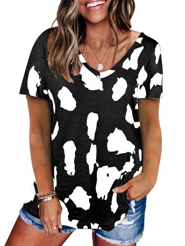 Women's V-Neck Leopard Print Loose T-Shirt - INS | Online Fashion Free Shipping Clothing, Dresses, Tops, Shoes