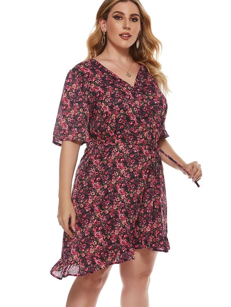 Women's V Neck Short Sleeve Dress