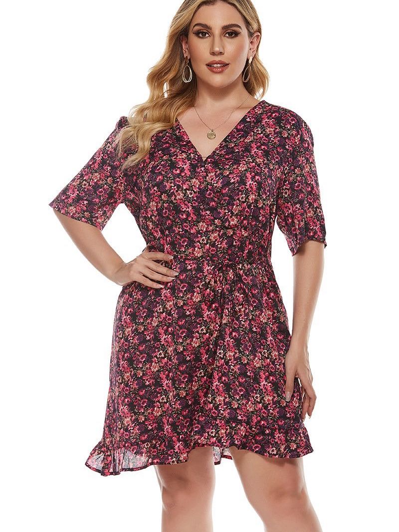 Women's V Neck Short Sleeve Dress