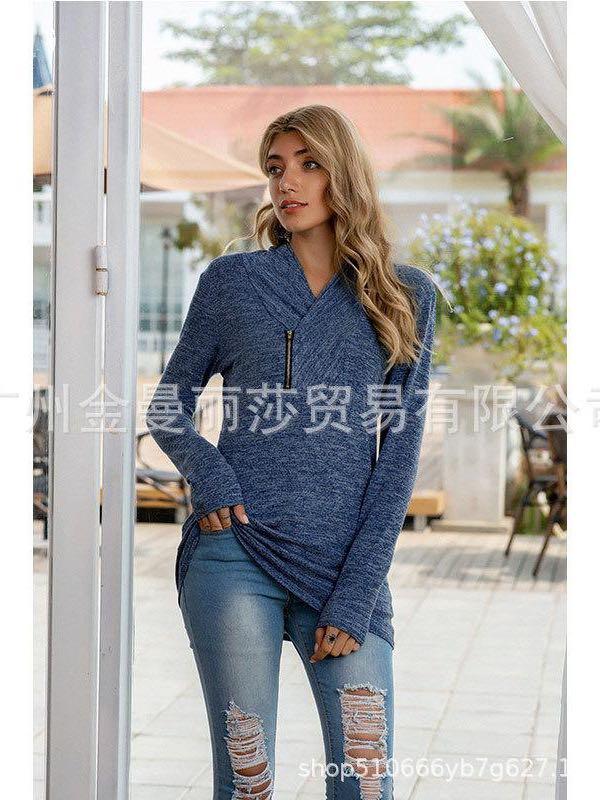 Women's V-neck Tie-dye Zipper Shirt - INS | Online Fashion Free Shipping Clothing, Dresses, Tops, Shoes