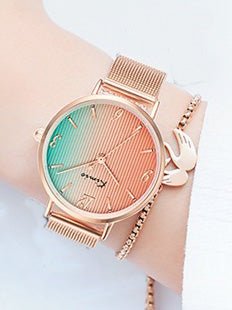 Women's Watches Fashion Gradient Steel Web Watch - Watches - Instastyled | Online Fashion Free Shipping Clothing, Dresses, Tops, Shoes - 23/03/2022 - All Accs & Jewelry - color-beige