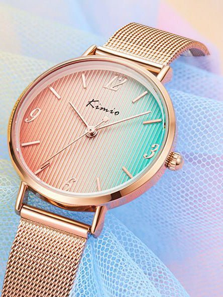 Women's Watches Fashion Gradient Steel Web Watch - Watches - Instastyled | Online Fashion Free Shipping Clothing, Dresses, Tops, Shoes - 23/03/2022 - All Accs & Jewelry - color-beige