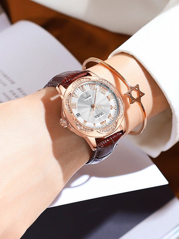 Women's Watches Fashion Skeleton Diamond Waterproof Leather Watch - Watches - Instastyled | Online Fashion Free Shipping Clothing, Dresses, Tops, Shoes - 24/03/2022 - All Accs & Jewelry - color-one-set5-pcs