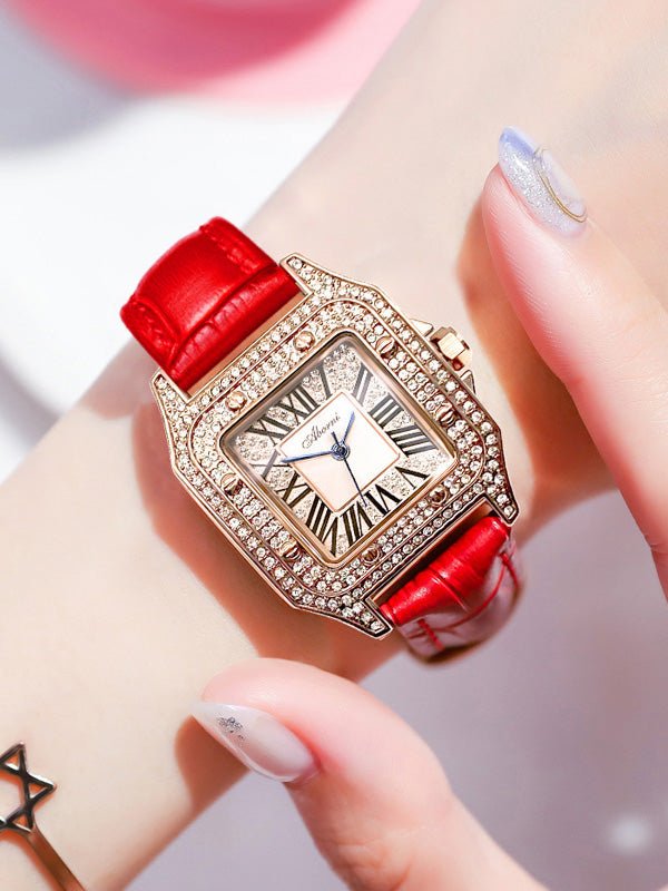 Women's Watches Square Diamond Leather Strap Waterproof Watch - Watches - Instastyled | Online Fashion Free Shipping Clothing, Dresses, Tops, Shoes - 24/03/2022 - All Accs & Jewelry - color-one-set5-pcs