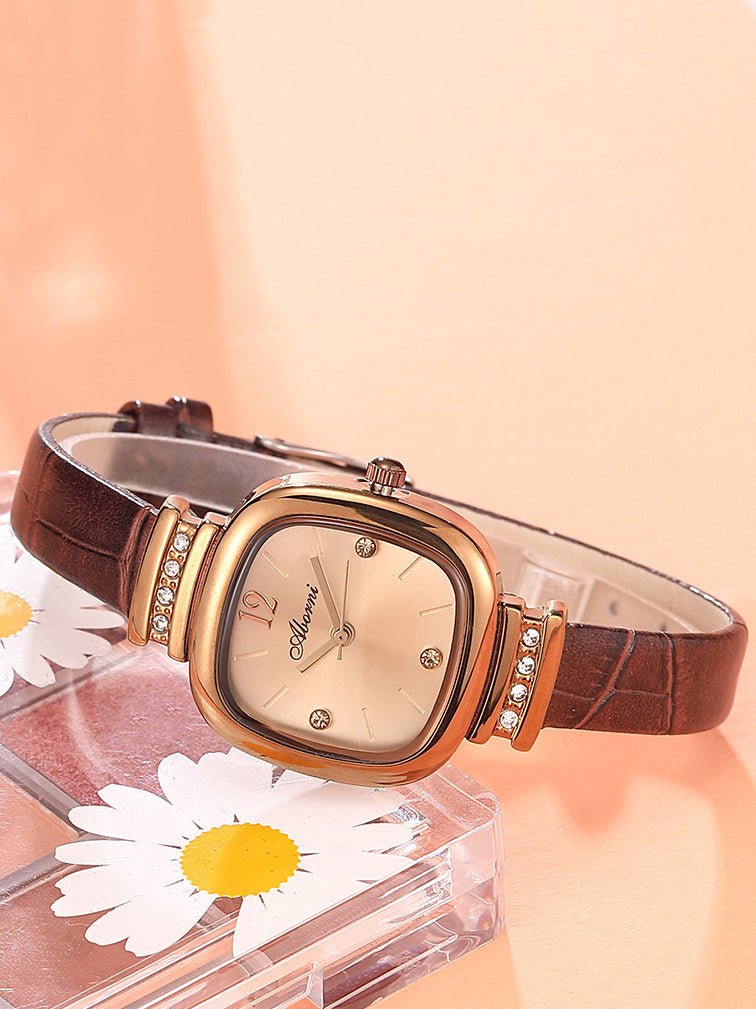 Women's Watches Waterproof Diamond Square Leather Strap Watch - Watches - Instastyled | Online Fashion Free Shipping Clothing, Dresses, Tops, Shoes - 24/03/2022 - All Accs & Jewelry - color-coffee