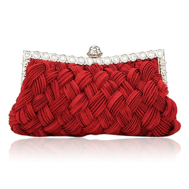 Women's Wedding Bags Satin Rhinestone Weave Style Evening Bag