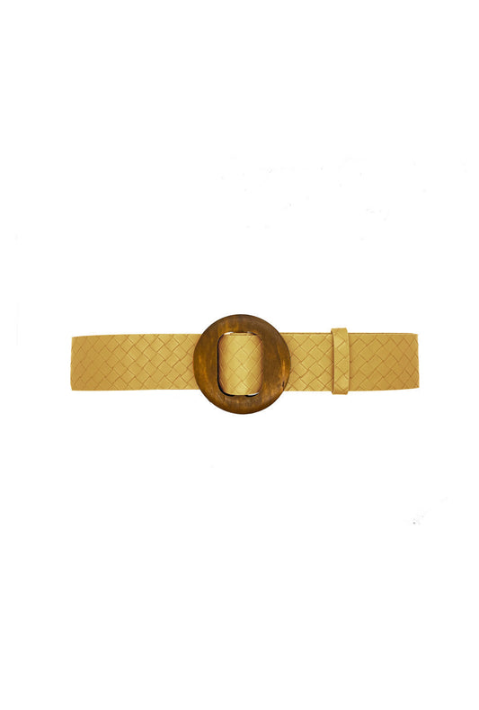 Woven Vegan Leather Belt - Yellow