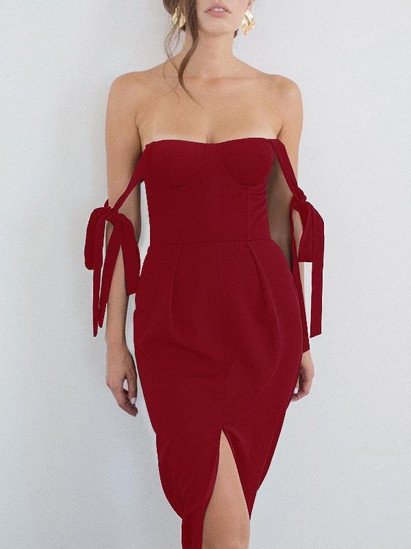 Wrap Chest Sling Tie Strappy Slit Midi Dress - Midi Dresses - INS | Online Fashion Free Shipping Clothing, Dresses, Tops, Shoes - 23/04/2021 - Catagory_Midi Dresses - Color_Black