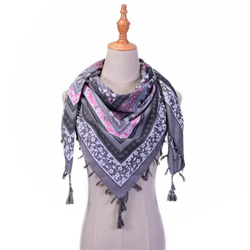 Wraps Cotton Print Tassels Scarf