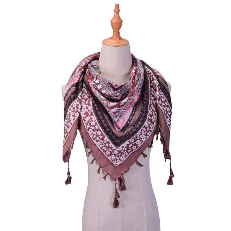 Wraps Cotton Print Tassels Scarf