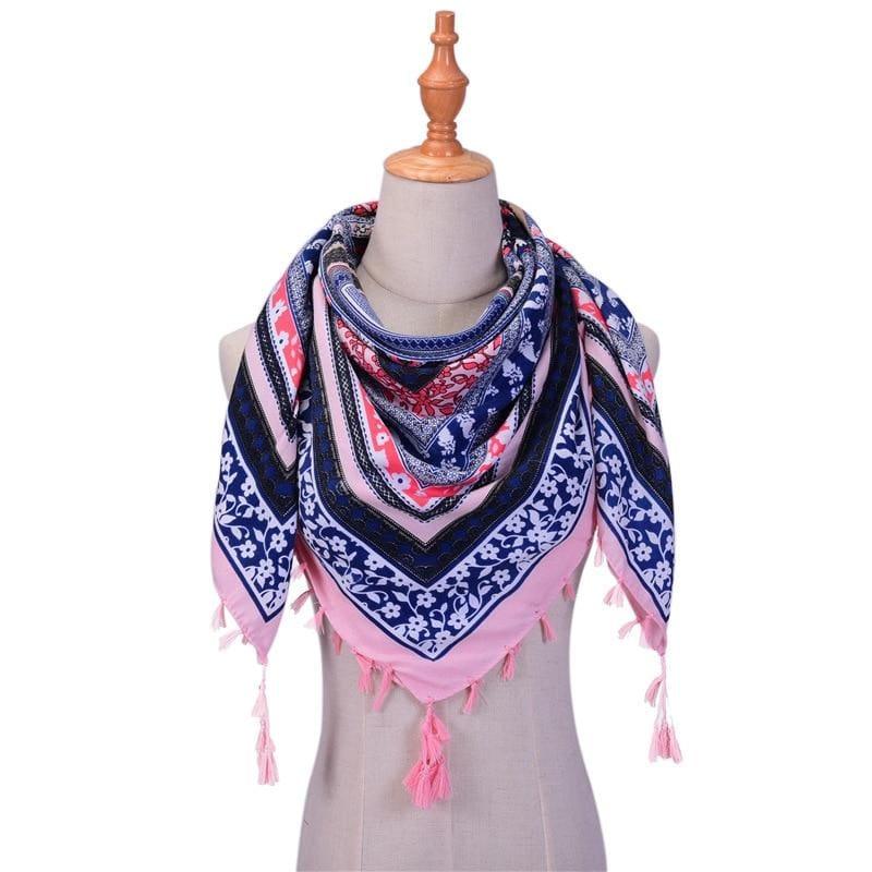 Wraps Cotton Print Tassels Scarf