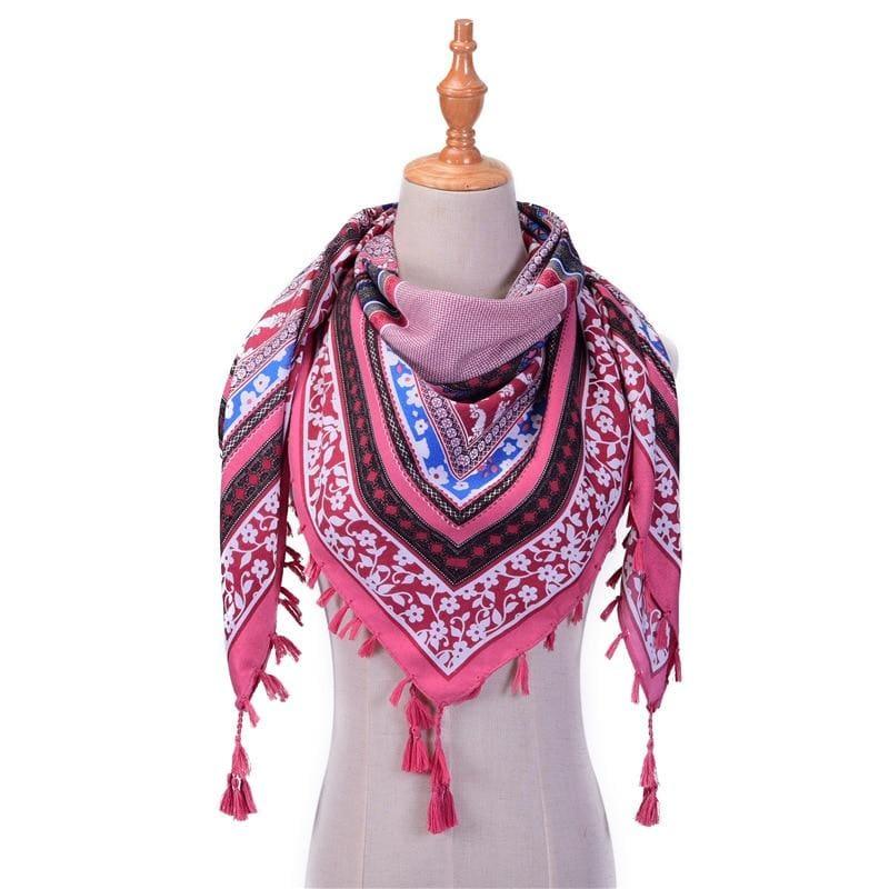 Wraps Cotton Print Tassels Scarf