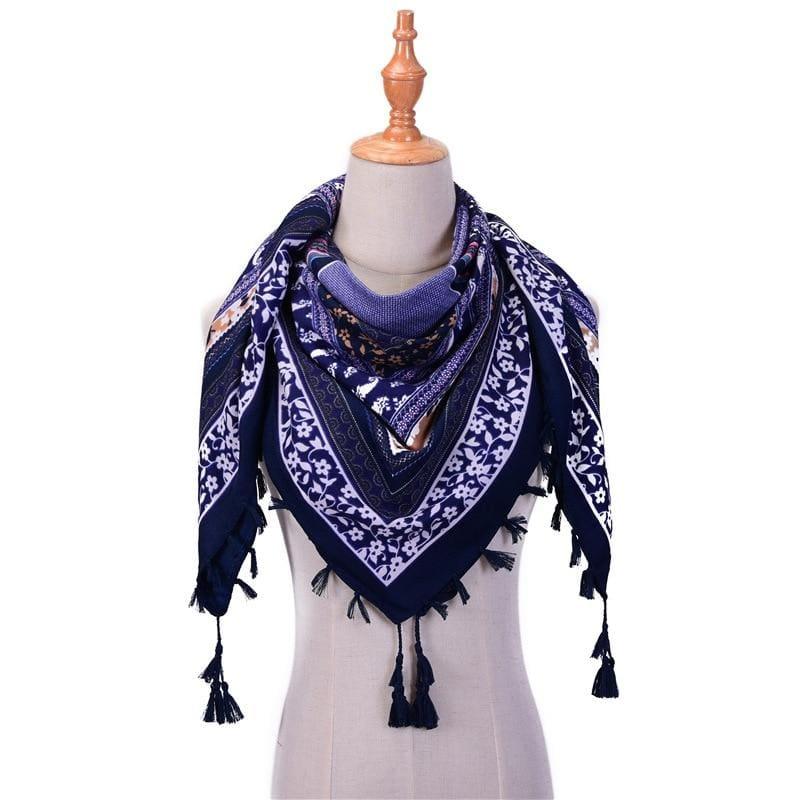 Wraps Cotton Print Tassels Scarf