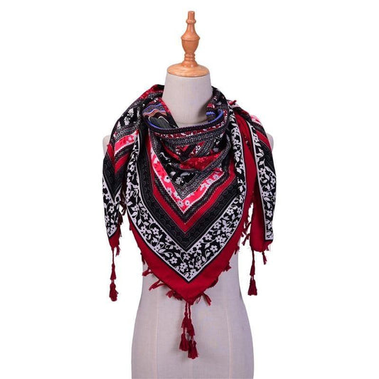 Wraps Cotton Print Tassels Scarf