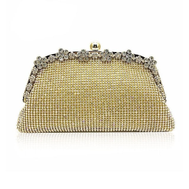 Women's Wedding Bags Alloy Crystals Solid Color Glitter Shine Clutch Bag