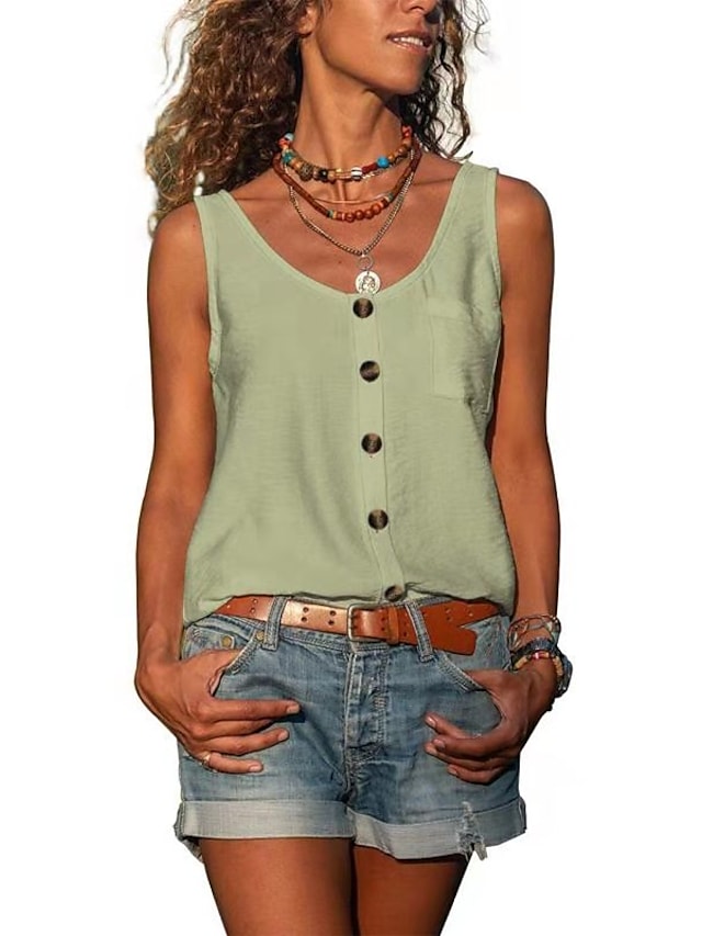 Women's Vest V-Neck Solid Color Basic Daily Shirts