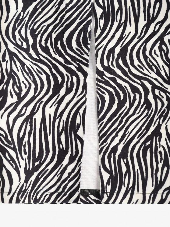 Zebra Animal Pattern Slit Midi Skirt - INS | Online Fashion Free Shipping Clothing, Dresses, Tops, Shoes