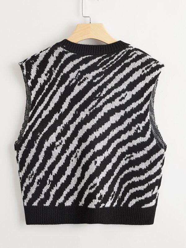 Zebra Striped Sweater Vest - INS | Online Fashion Free Shipping Clothing, Dresses, Tops, Shoes