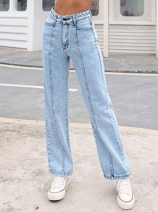 Zip Fly Straight Leg Jeans - INS | Online Fashion Free Shipping Clothing, Dresses, Tops, Shoes