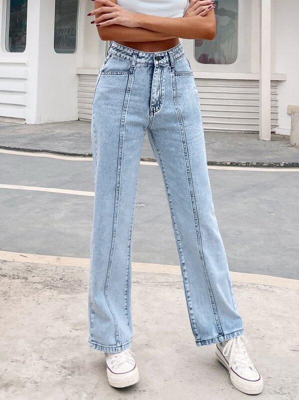 Zip Fly Straight Leg Jeans - INS | Online Fashion Free Shipping Clothing, Dresses, Tops, Shoes