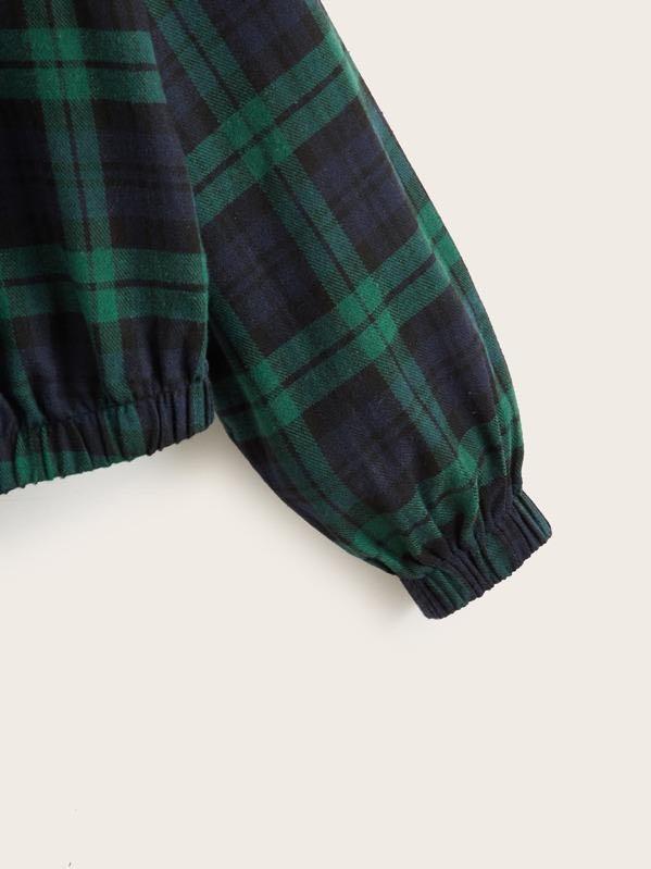 Zip Up Contrast Hooded Tartan Hooded Jacket - INS | Online Fashion Free Shipping Clothing, Dresses, Tops, Shoes