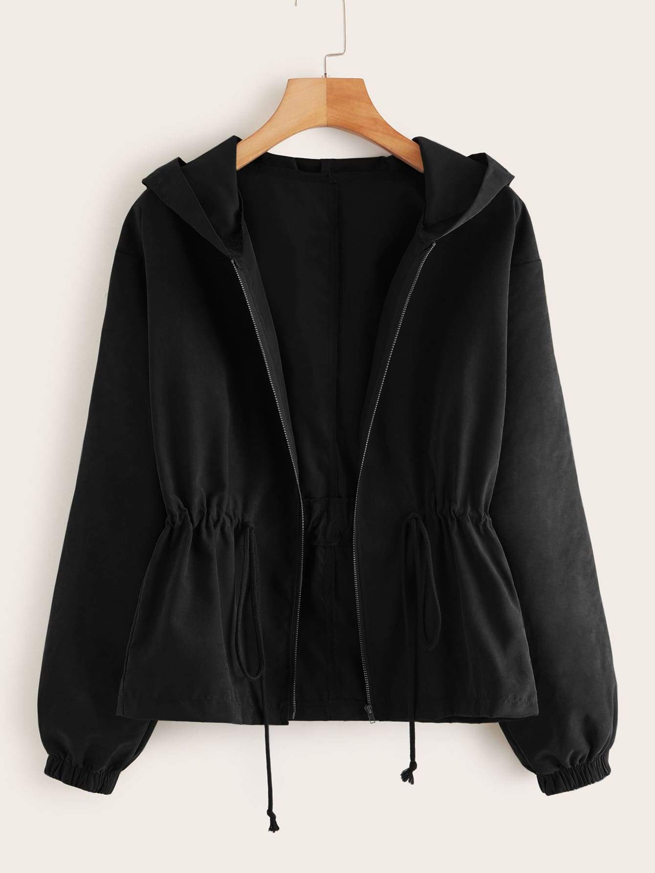 Zip Up Drawstring Hooded Jacket - INS | Online Fashion Free Shipping Clothing, Dresses, Tops, Shoes