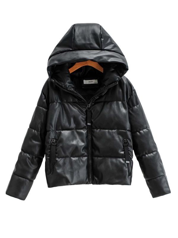 Zip Up Hooded Puffer Jacket - INS | Online Fashion Free Shipping Clothing, Dresses, Tops, Shoes