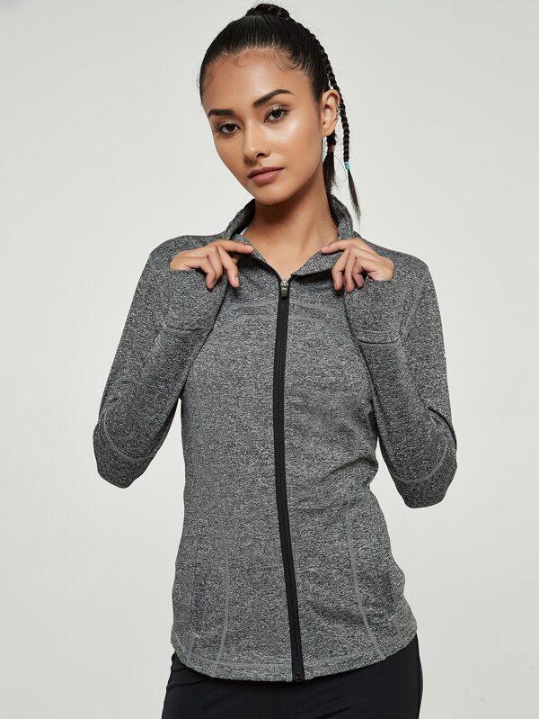 Zip Up Pocket Side Mesh Insert Sports Jacket - INS | Online Fashion Free Shipping Clothing, Dresses, Tops, Shoes