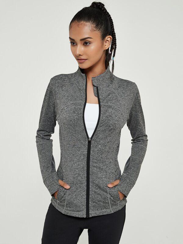 Zip Up Pocket Side Mesh Insert Sports Jacket - INS | Online Fashion Free Shipping Clothing, Dresses, Tops, Shoes