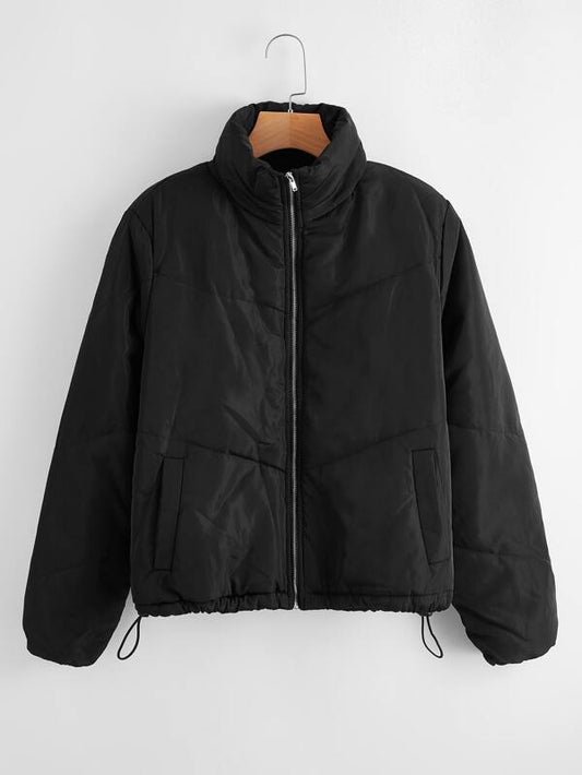 Zipper Placket Solid Puffer Jacket - INS | Online Fashion Free Shipping Clothing, Dresses, Tops, Shoes