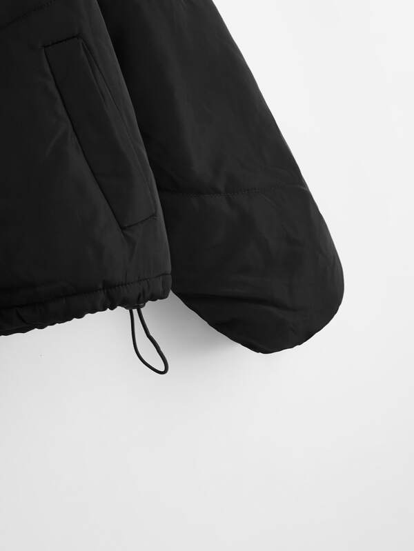 Zipper Placket Solid Puffer Jacket - INS | Online Fashion Free Shipping Clothing, Dresses, Tops, Shoes