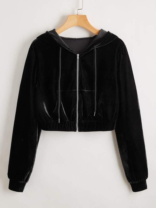 Zipper Up Velvet Jacket - INS | Online Fashion Free Shipping Clothing, Dresses, Tops, Shoes