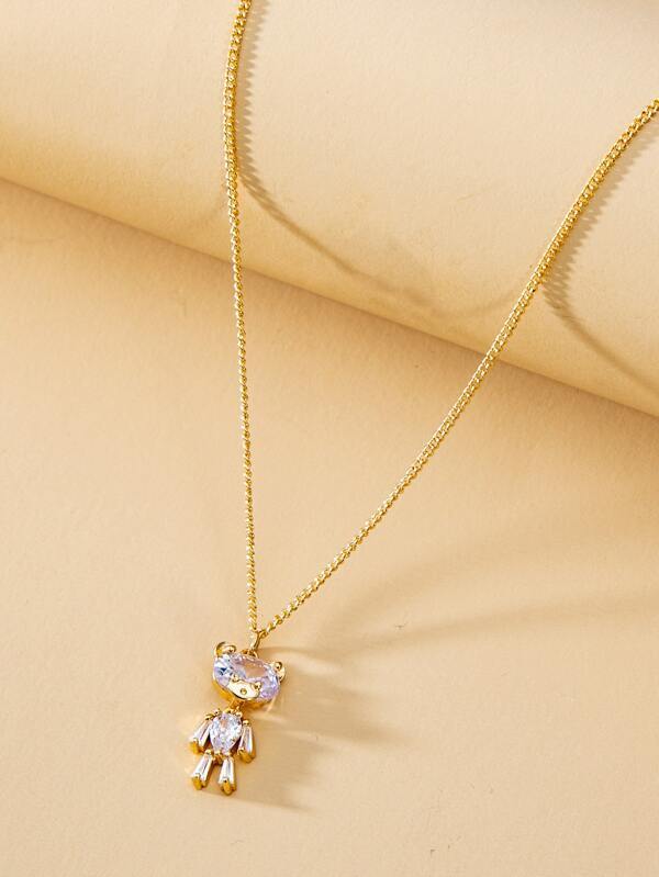 Zircon Bear Pendant Necklace - INS | Online Fashion Free Shipping Clothing, Dresses, Tops, Shoes